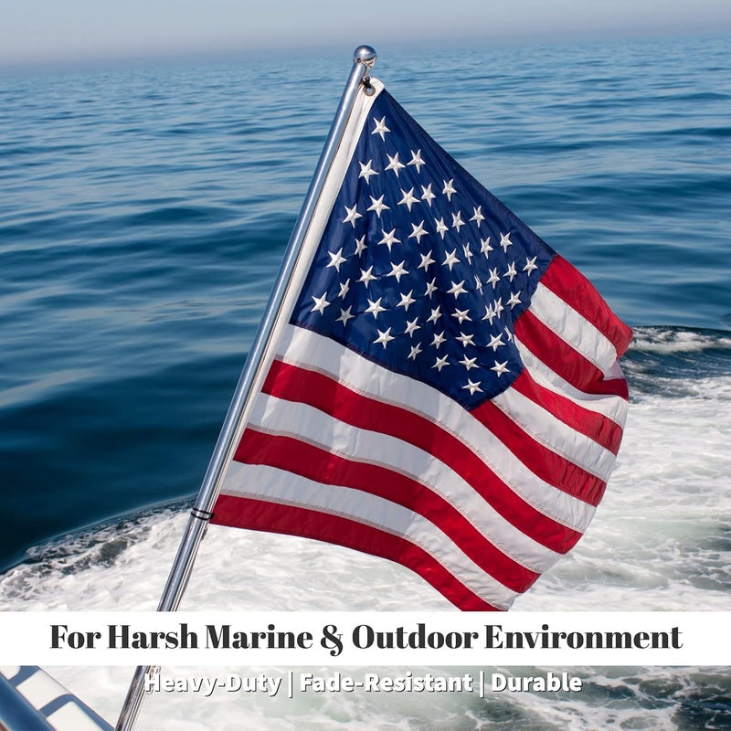 WATSY American USA Boat Flag Cabin Waterproof Embroidered Marine & Golf Cart Flags (16" x 24") - Image 2